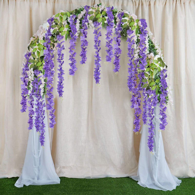 DearHouse 6 Pack 3.75 Feet/Piece Artificial Fake Wisteria Vine Ratta Hanging Garland Silk Flowers String Home Party Wedding Decor (Purple) - Image 2